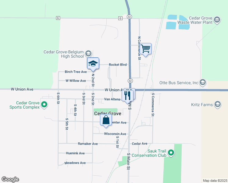 map of restaurants, bars, coffee shops, grocery stores, and more near 45 West Union Avenue in Cedar Grove