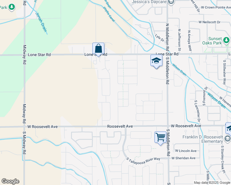map of restaurants, bars, coffee shops, grocery stores, and more near 13735 South Baroque Avenue in Nampa