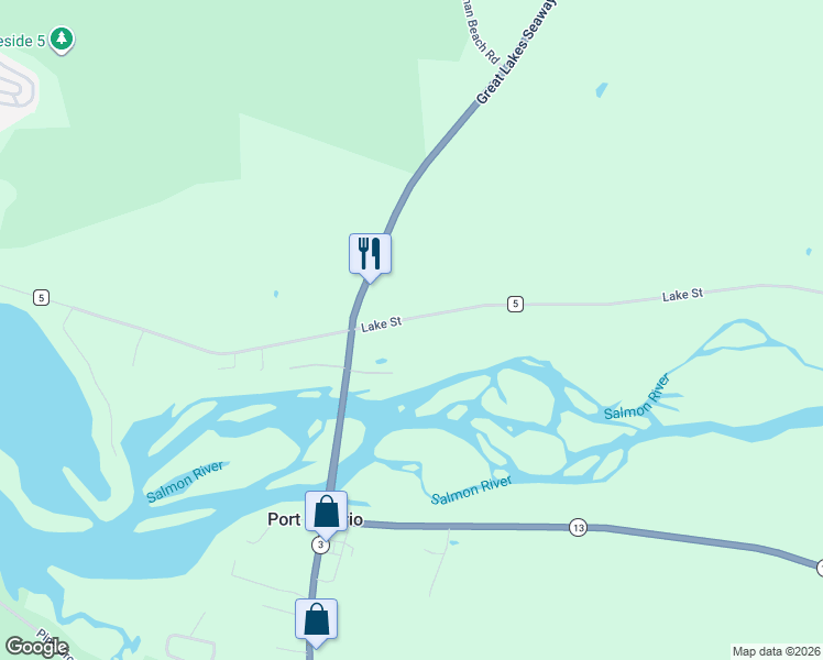 map of restaurants, bars, coffee shops, grocery stores, and more near 627-29 County Route 5 in Pulaski