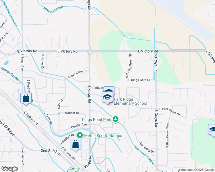 map of restaurants, bars, coffee shops, grocery stores, and more near 3304 Parkview Way in Nampa