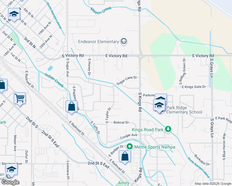 map of restaurants, bars, coffee shops, grocery stores, and more near 2806 Mink Place in Nampa