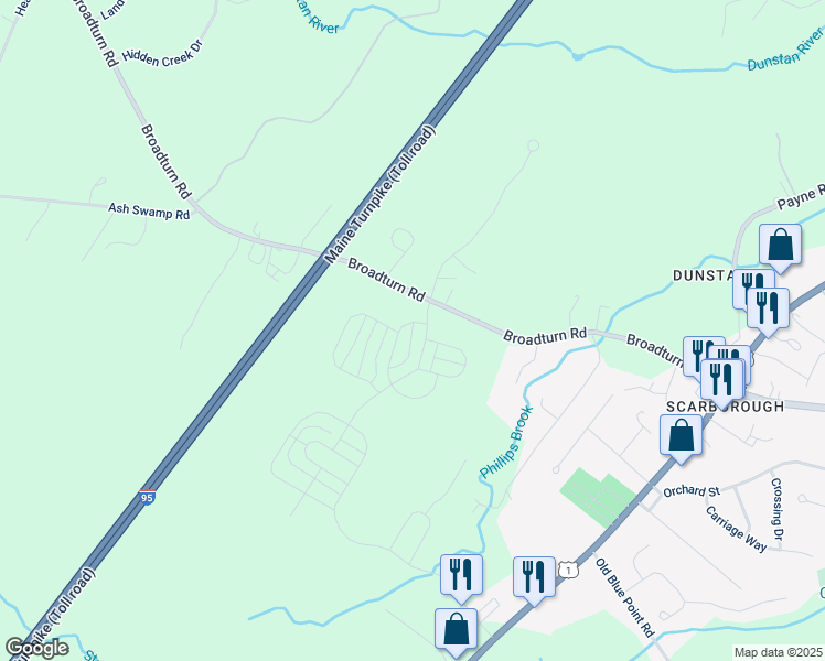 map of restaurants, bars, coffee shops, grocery stores, and more near 7 Waldron Drive in Scarborough