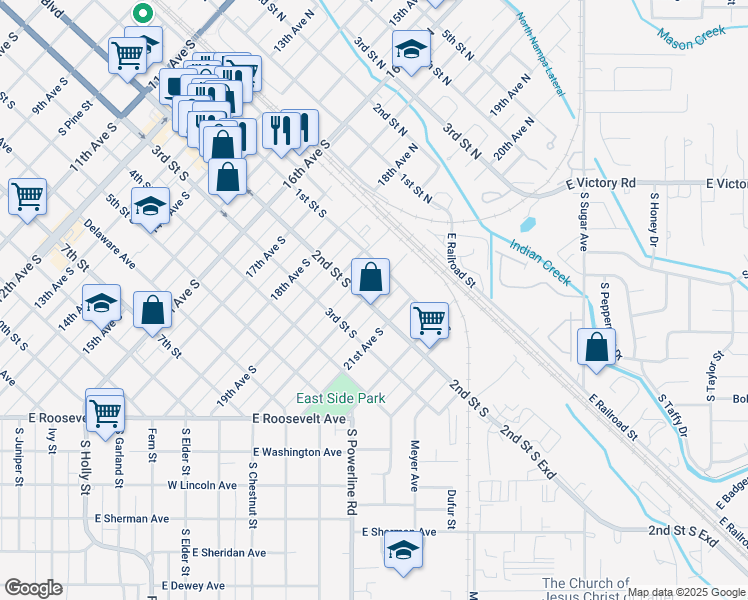 map of restaurants, bars, coffee shops, grocery stores, and more near 124 20th Avenue South in Nampa