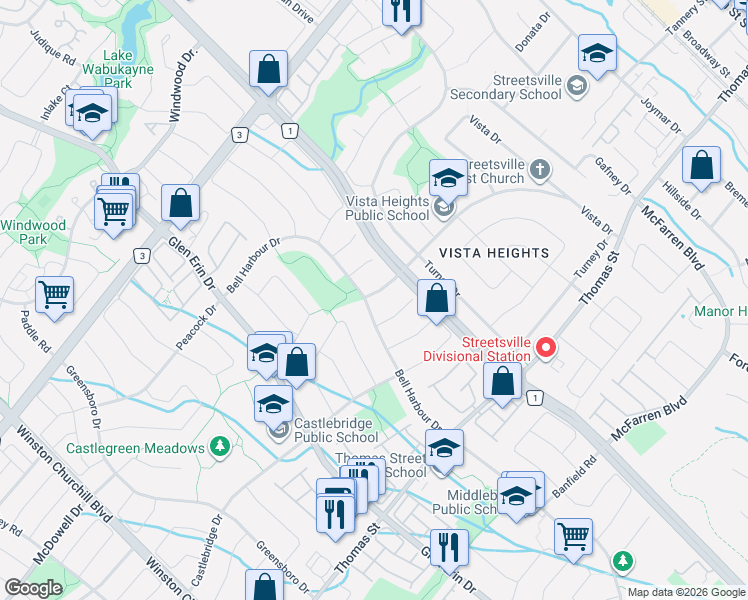 map of restaurants, bars, coffee shops, grocery stores, and more near 2559 Scarth Court in Mississauga