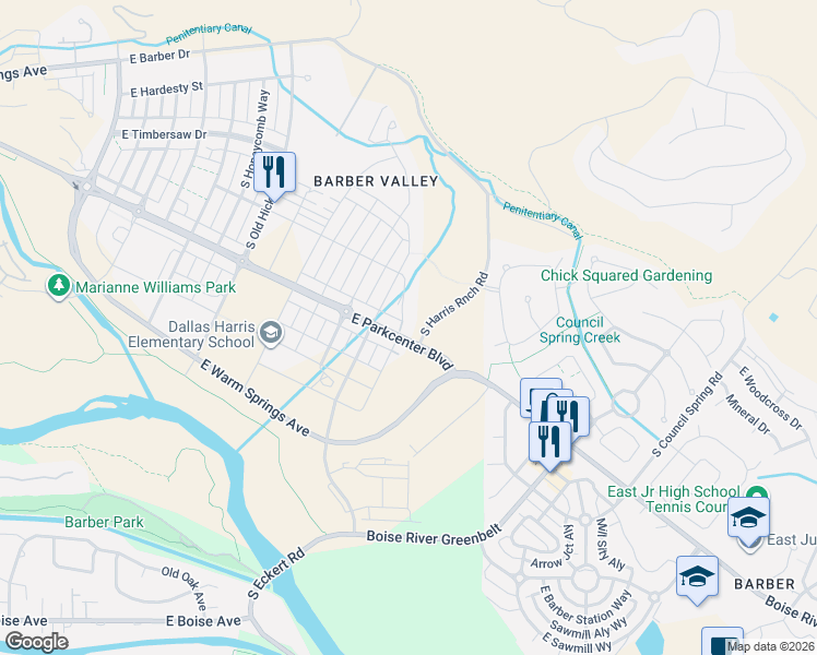map of restaurants, bars, coffee shops, grocery stores, and more near in Boise
