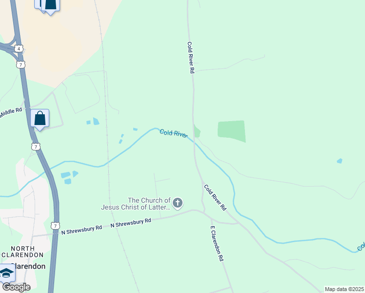 map of restaurants, bars, coffee shops, grocery stores, and more near 1311 Cold River Road in Clarendon