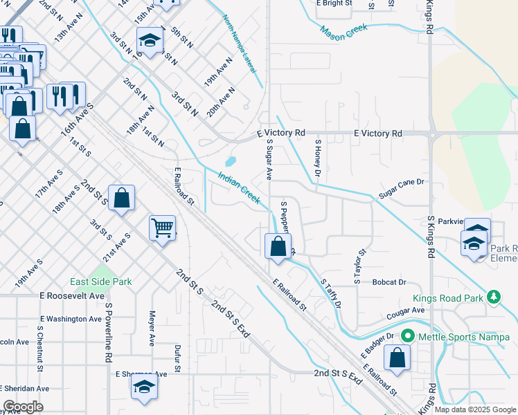 map of restaurants, bars, coffee shops, grocery stores, and more near 57 South Kelli Loop in Nampa