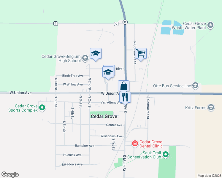 map of restaurants, bars, coffee shops, grocery stores, and more near 45 West Union Avenue in Cedar Grove