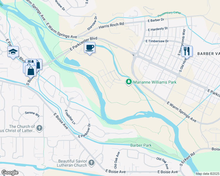 map of restaurants, bars, coffee shops, grocery stores, and more near 3296 East Front Runner Lane in Boise