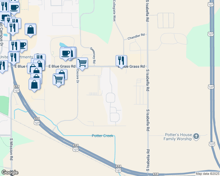 map of restaurants, bars, coffee shops, grocery stores, and more near in Union charter Township