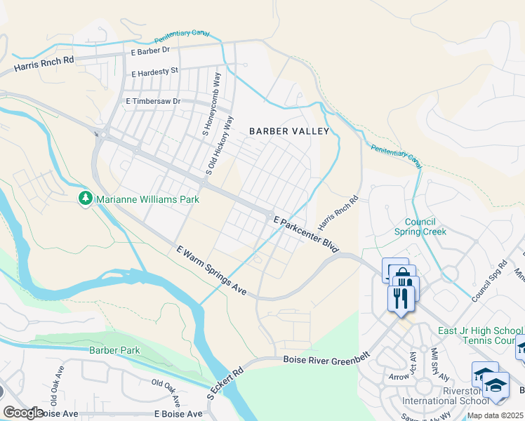 map of restaurants, bars, coffee shops, grocery stores, and more near 4314 East Parkcenter Boulevard in Boise