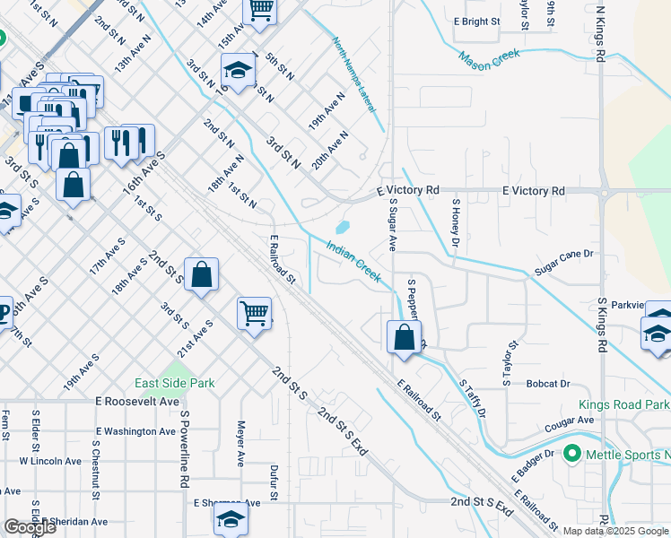 map of restaurants, bars, coffee shops, grocery stores, and more near 2106 East White Oak Court in Nampa