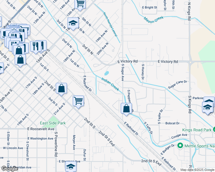 map of restaurants, bars, coffee shops, grocery stores, and more near 2111 East White Oak Court in Nampa