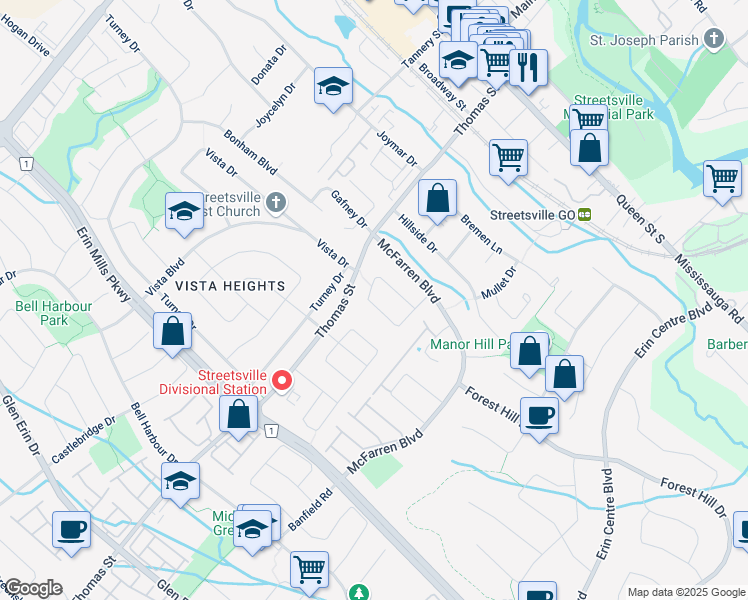 map of restaurants, bars, coffee shops, grocery stores, and more near 2337 Yorktown Circle in Mississauga