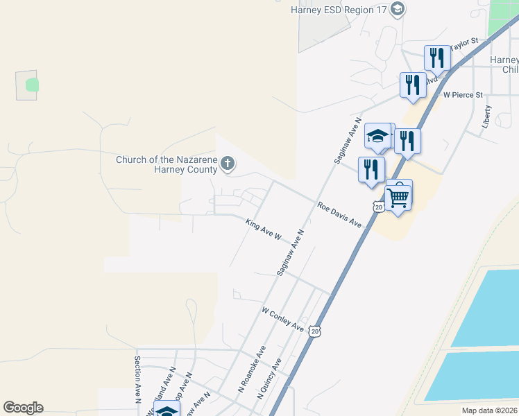 map of restaurants, bars, coffee shops, grocery stores, and more near 507 West Ridge Avenue in Hines