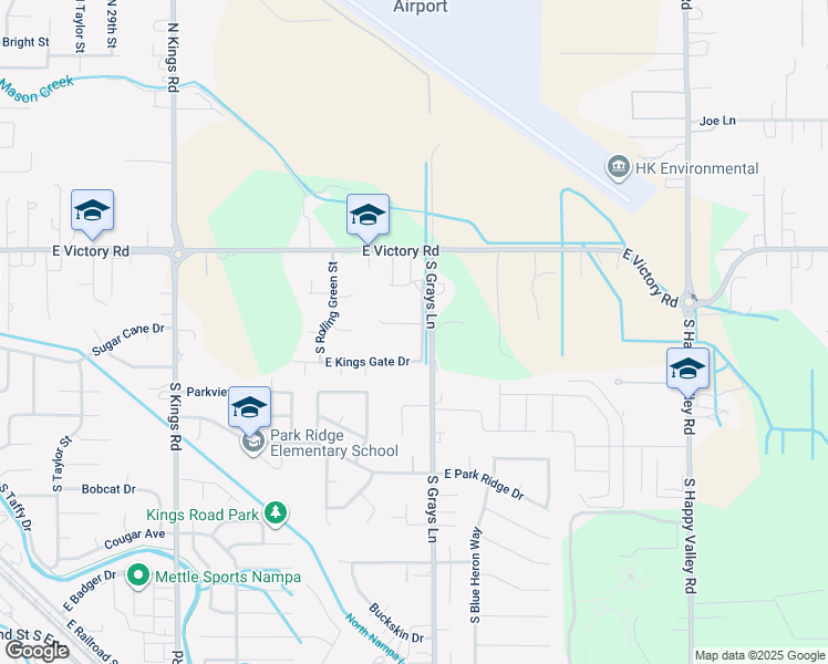 map of restaurants, bars, coffee shops, grocery stores, and more near 3811 East Green Meadows Place in Nampa