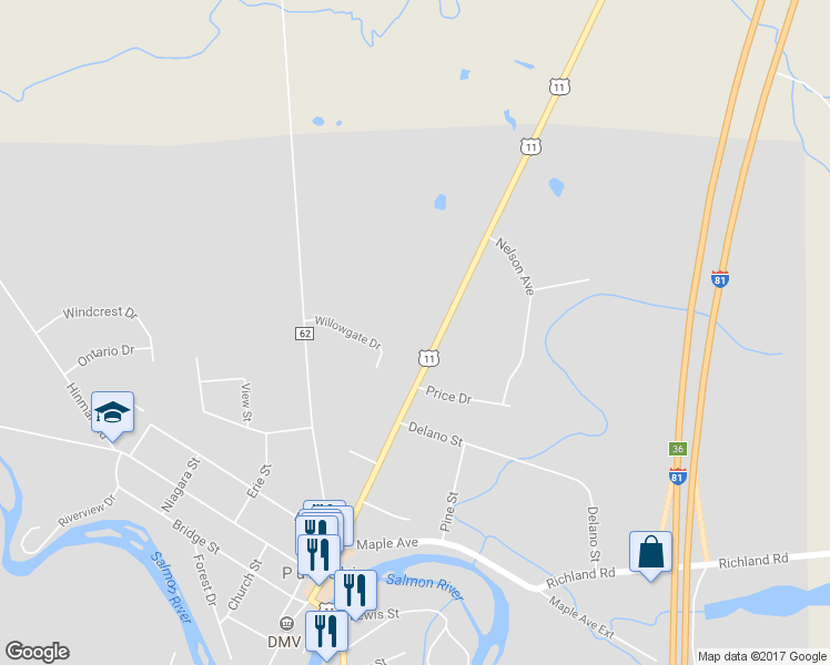 map of restaurants, bars, coffee shops, grocery stores, and more near 4957 Jefferson Street in Pulaski