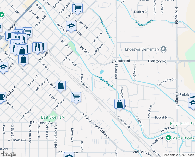 map of restaurants, bars, coffee shops, grocery stores, and more near 2106 East White Oak Court in Nampa