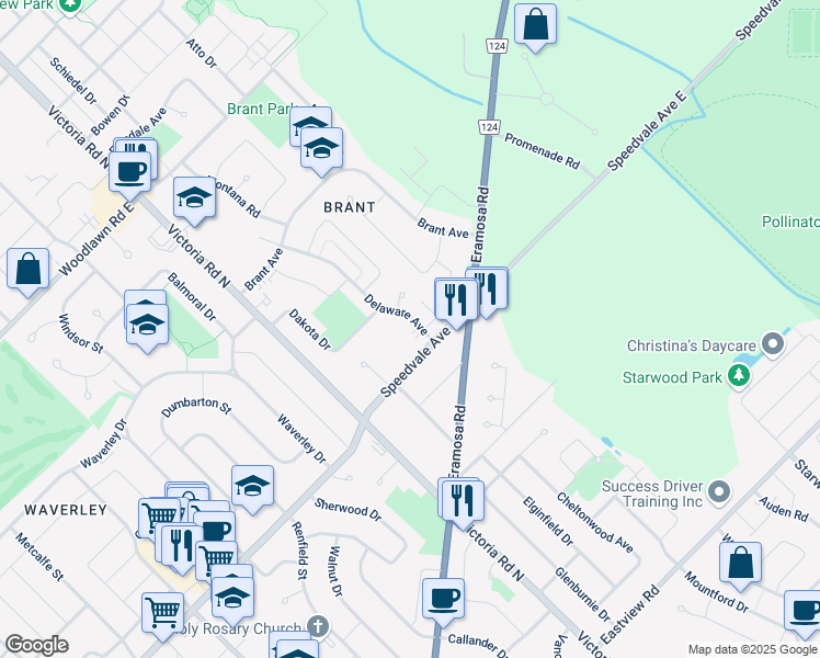 map of restaurants, bars, coffee shops, grocery stores, and more near in Guelph