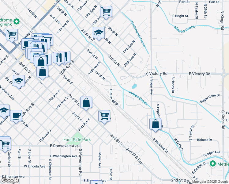 map of restaurants, bars, coffee shops, grocery stores, and more near 1923 East Shortline Drive in Nampa