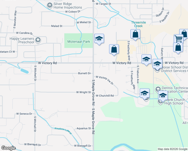 map of restaurants, bars, coffee shops, grocery stores, and more near in Boise