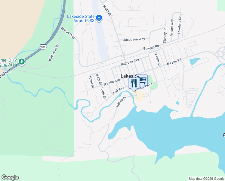 map of restaurants, bars, coffee shops, grocery stores, and more near 150 South 5th Street in Lakeside