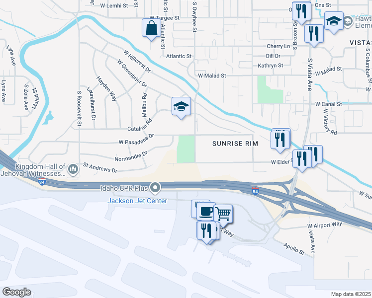 map of restaurants, bars, coffee shops, grocery stores, and more near 3131 South Owyhee Street in Boise