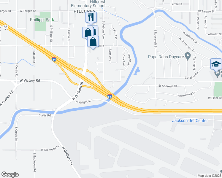 map of restaurants, bars, coffee shops, grocery stores, and more near 4684 West Pasadena Lane in Boise