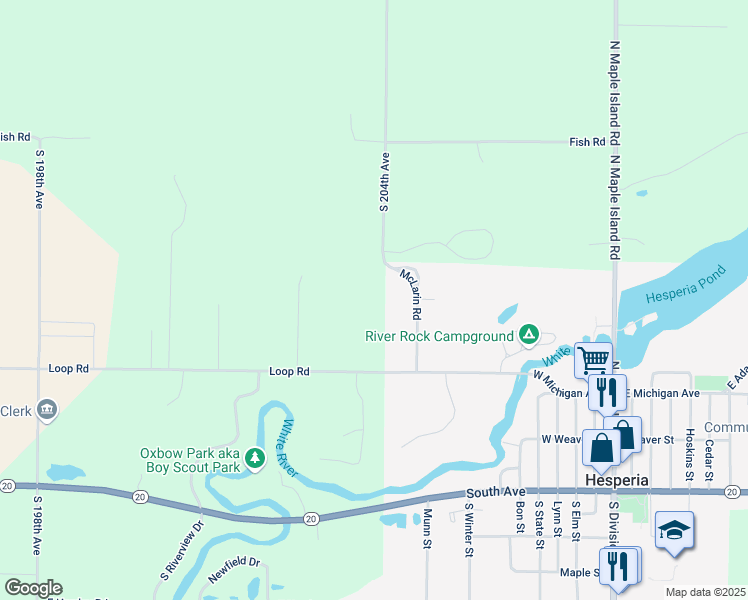 map of restaurants, bars, coffee shops, grocery stores, and more near 3705 South 204th Avenue in Hesperia