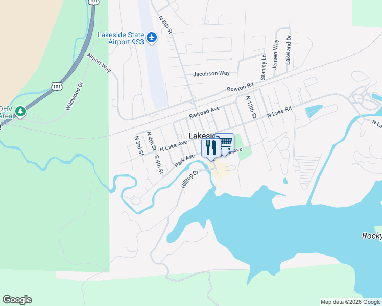 map of restaurants, bars, coffee shops, grocery stores, and more near 610 Park Avenue in Lakeside