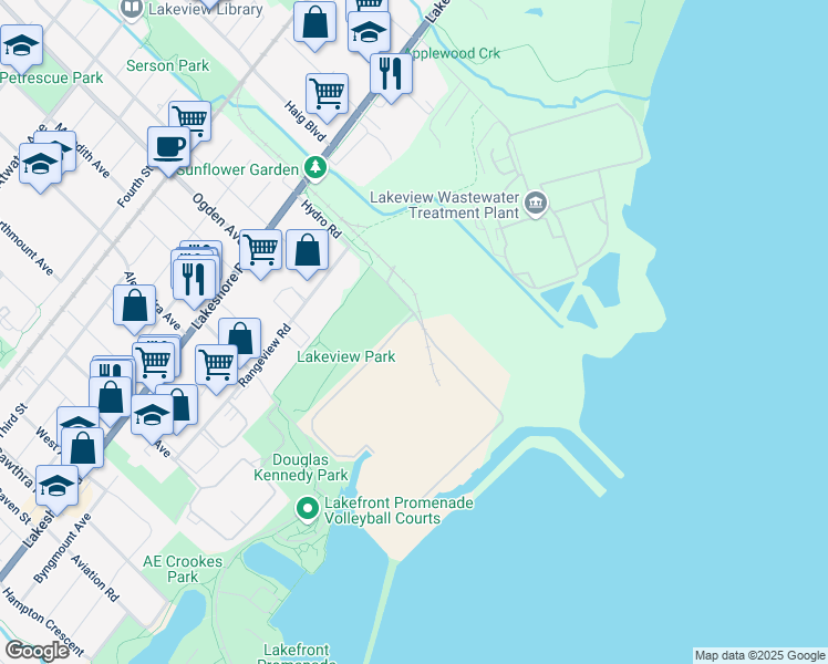 map of restaurants, bars, coffee shops, grocery stores, and more near 800 Hydro Road in Mississauga