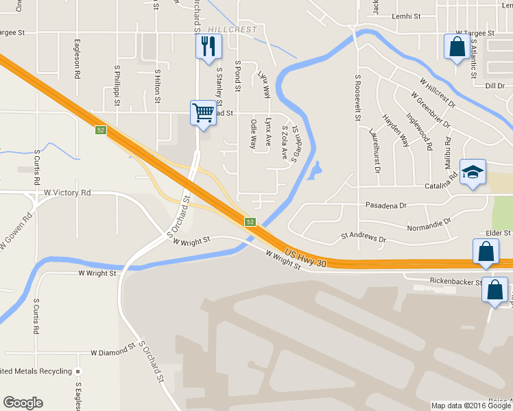 map of restaurants, bars, coffee shops, grocery stores, and more near 4684 West Pasadena Lane in Boise