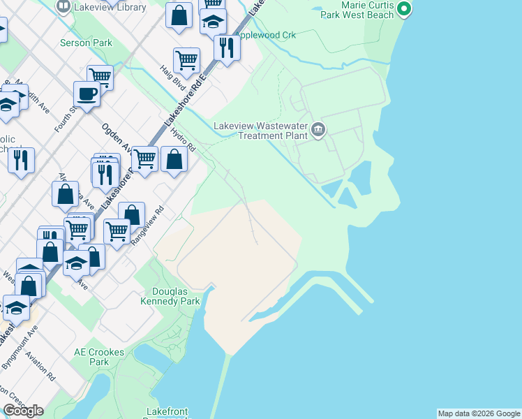 map of restaurants, bars, coffee shops, grocery stores, and more near 985 Hydro Road in Mississauga