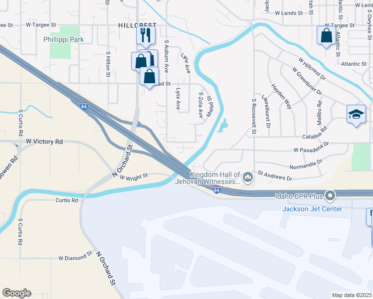 map of restaurants, bars, coffee shops, grocery stores, and more near 4684 West Pasadena Lane in Boise