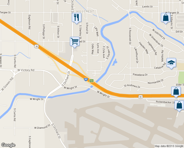 map of restaurants, bars, coffee shops, grocery stores, and more near 4684 West Pasadena Lane in Boise