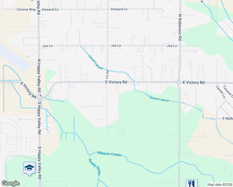map of restaurants, bars, coffee shops, grocery stores, and more near 5605 East Victory Road in Nampa