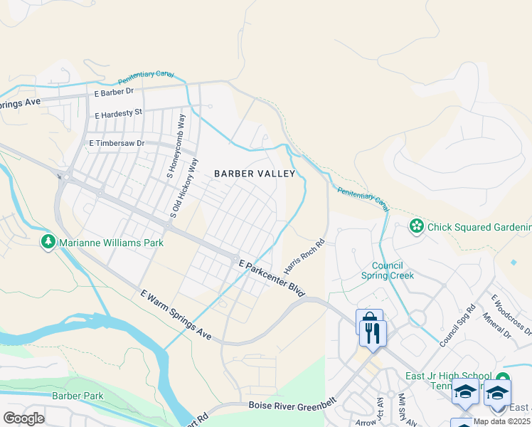 map of restaurants, bars, coffee shops, grocery stores, and more near 2944 South Shadywood Way in Boise