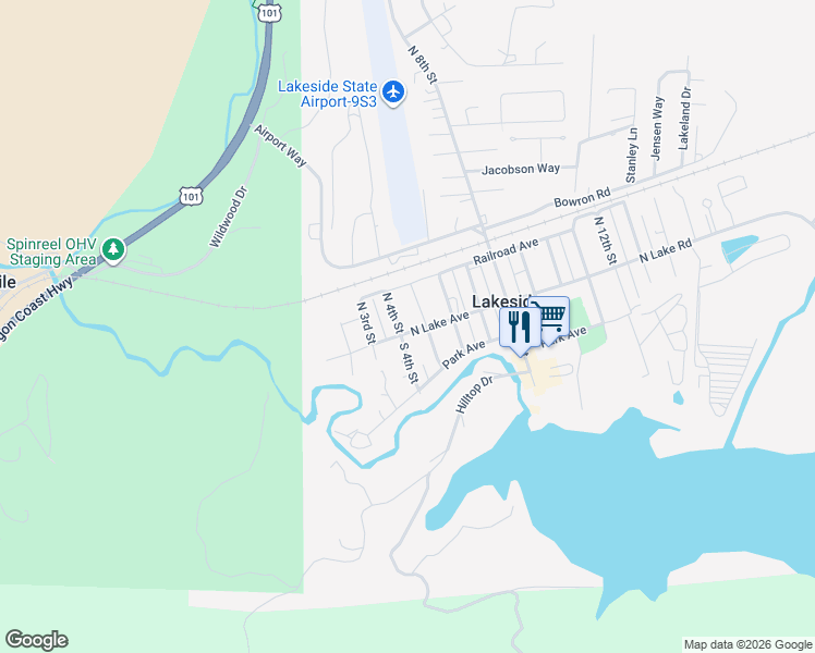 map of restaurants, bars, coffee shops, grocery stores, and more near 110 North 4th Street in Lakeside