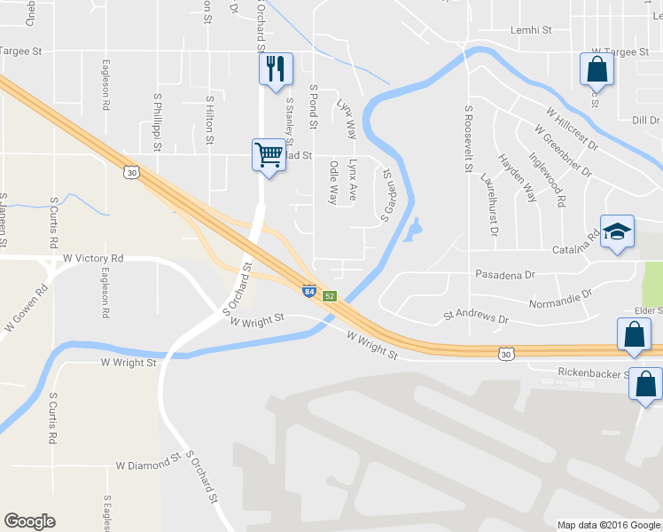 map of restaurants, bars, coffee shops, grocery stores, and more near 4684 West Pasadena Lane in Boise