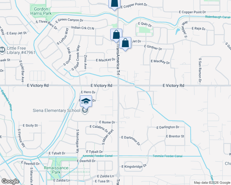 map of restaurants, bars, coffee shops, grocery stores, and more near 3272 South Milan Place in Meridian