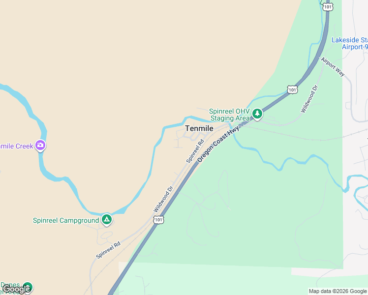 map of restaurants, bars, coffee shops, grocery stores, and more near 67604 Spinreel Road in North Bend