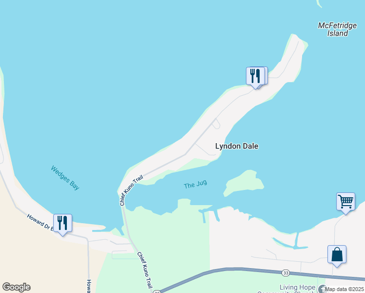 map of restaurants, bars, coffee shops, grocery stores, and more near N10481 Chief Kuno Trail in Fox Lake