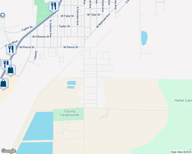 map of restaurants, bars, coffee shops, grocery stores, and more near 311 West Hayes Street in Burns