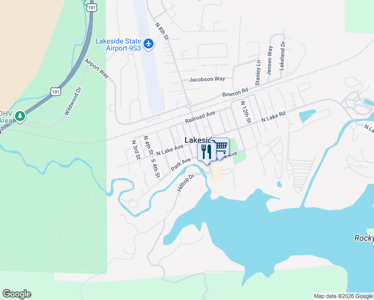 map of restaurants, bars, coffee shops, grocery stores, and more near 115 South 7th Street in Lakeside