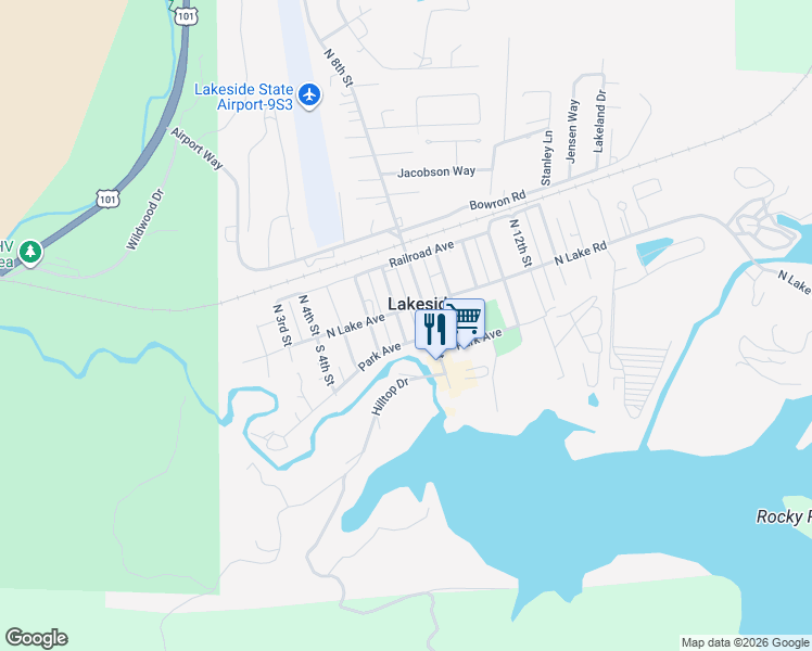 map of restaurants, bars, coffee shops, grocery stores, and more near 115 South 7th Street in Lakeside