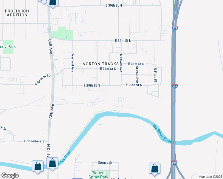 map of restaurants, bars, coffee shops, grocery stores, and more near 1901-1999 East 29th Street North in Sioux Falls