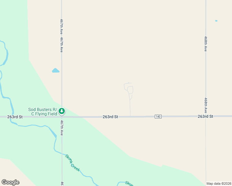 map of restaurants, bars, coffee shops, grocery stores, and more near 46746 263rd Street in Sioux Falls