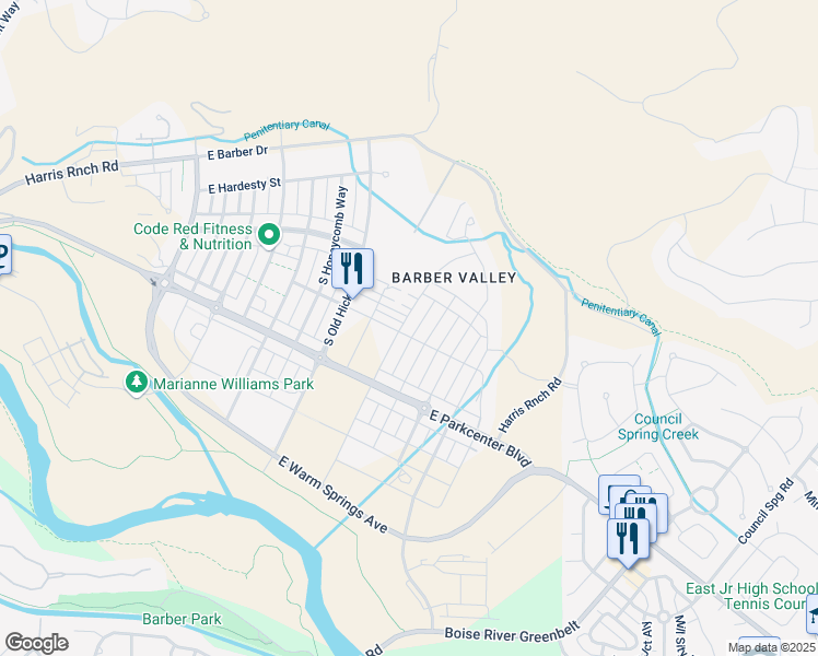 map of restaurants, bars, coffee shops, grocery stores, and more near 2944 South Barnside Way in Boise