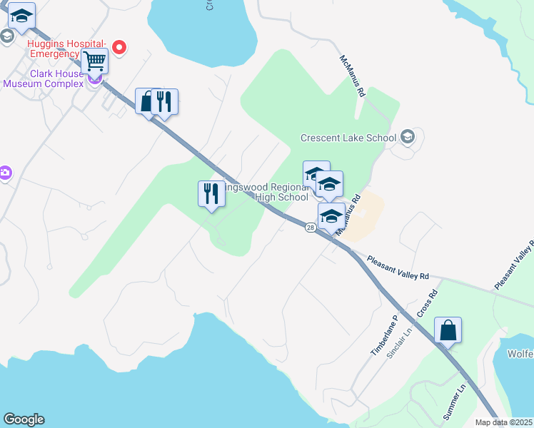 map of restaurants, bars, coffee shops, grocery stores, and more near 375 South Main Street in Wolfeboro
