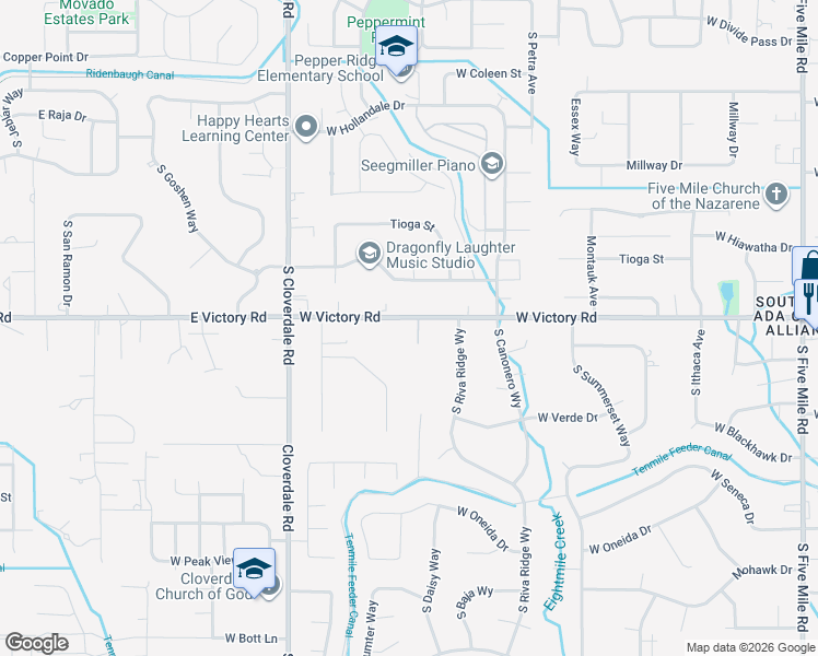 map of restaurants, bars, coffee shops, grocery stores, and more near 11825 South McCormick Way in Boise